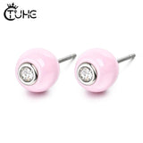 Pink Geometric Ceramic Earrings Christmas Gift