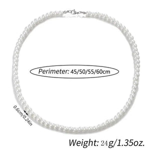Men's Circular Beaded Collarbone Chain Pearl Necklace