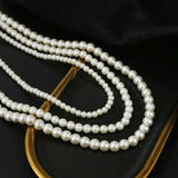 Men's Circular Beaded Collarbone Chain Pearl Necklace