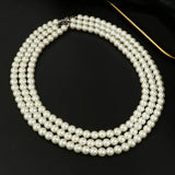 Men's Circular Beaded Collarbone Chain Pearl Necklace
