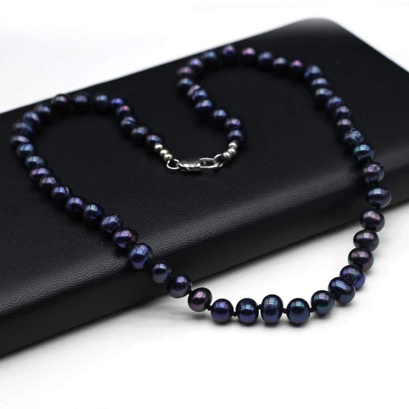 Baroque Purple Orange Freshwater Pearl Necklace 7-8mm