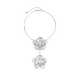 Silver Flower Statement Choker Necklace Jewelry