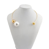 Circular Pearl Collar Necklace Silver Plated Women Girls Jewelry