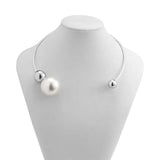 Circular Pearl Collar Necklace Silver Plated Women Girls Jewelry