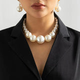 Pearl Choker Necklace Women Bridal Bead Maxi Chain Jewelry Set