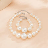 Pearl Choker Necklace Women Bridal Bead Maxi Chain Jewelry Set