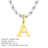 Initial Pendant Pearl Necklace Gold-plated DIY Alphabet Accessory