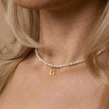 Initial Pendant Pearl Necklace Gold-plated DIY Alphabet Accessory