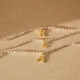 Initial Pendant Pearl Necklace Gold-plated DIY Alphabet Accessory