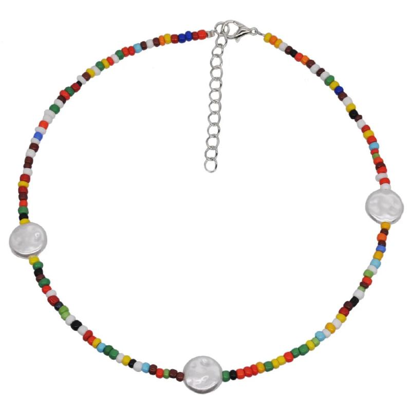 Colored Rice Bead Multi-layer Necklace with Starfish Pearls