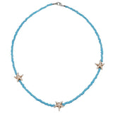 Colored Rice Bead Multi-layer Necklace with Starfish Pearls