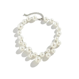 Chunky Pearl Beads Short Necklace Choker Punk Heavy Wedding Party Jewelry