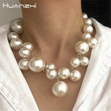 Chunky Pearl Beads Short Necklace Choker Punk Heavy Wedding Party Jewelry