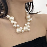 Chunky Pearl Beads Short Necklace Choker Punk Heavy Wedding Party Jewelry