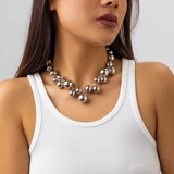 Chunky Pearl Beads Short Necklace Choker Punk Heavy Wedding Party Jewelry