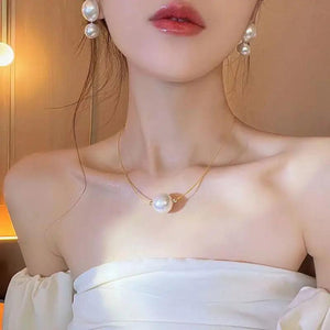 French Retro Pearl High Collar Chain Necklace