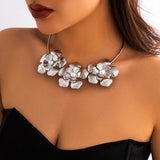 Three Flowers Chokers Petal Charm Necklace for Women Collar Neck Chain
