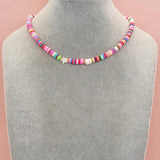 BohoBliss Freshwater Pearl Necklace Clay Beads Choker Waterproof Shell Star