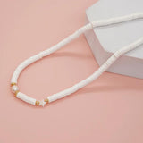 BohoBliss Freshwater Pearl Necklace Clay Beads Choker Waterproof Shell Star
