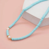 BohoBliss Freshwater Pearl Necklace Clay Beads Choker Waterproof Shell Star