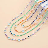 BohoBliss Summer Beaded Necklace Evil Eye Pearl Choker