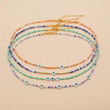 BohoBliss Summer Beaded Necklace Evil Eye Pearl Choker