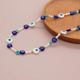 BohoBliss Summer Beaded Necklace Evil Eye Pearl Choker