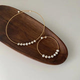 Classic Freshwater Pearl Choker Necklace 14K Plated Copper Adjustable Torque