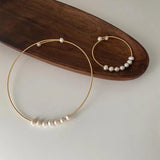 Classic Freshwater Pearl Choker Necklace 14K Plated Copper Adjustable Torque