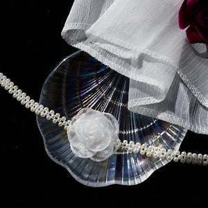 Girl Pearl Lace Flowers Neck Chain Fairy Temperament Choker Wedding