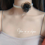 Girl Pearl Lace Flowers Neck Chain Fairy Temperament Choker Wedding