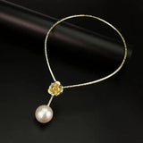 Vintage Flowers Necklace Torques Collar Choker with Pearl Pendants