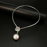 Vintage Flowers Necklace Torques Collar Choker with Pearl Pendants