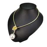 Vintage Flowers Necklace Torques Collar Choker with Pearl Pendants