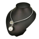 Vintage Flowers Necklace Torques Collar Choker with Pearl Pendants