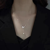 Zircon Butterfly Pearl Necklace for Women