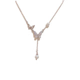 Zircon Butterfly Pearl Necklace for Women
