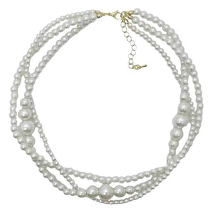 Multilayer Pearl Choker Necklace Clavicle Chain Wedding Christmas Gift