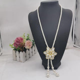 Flower Pearl Tassel Pendant Necklace Chain Colorful Beaded Clavicle Jewelry