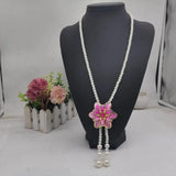 Flower Pearl Tassel Pendant Necklace Chain Colorful Beaded Clavicle Jewelry