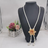 Flower Pearl Tassel Pendant Necklace Chain Colorful Beaded Clavicle Jewelry
