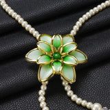 Flower Pearl Tassel Pendant Necklace Chain Colorful Beaded Clavicle Jewelry