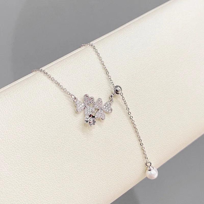 Heart Pearl Fringe Pendant Choker Necklace for Women