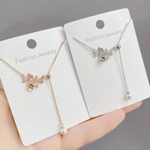 Heart Pearl Fringe Pendant Choker Necklace for Women