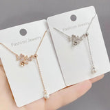 Heart Pearl Fringe Pendant Choker Necklace for Women