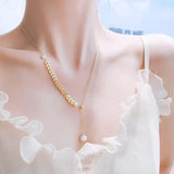 Pearl Wheat Leaf Necklace for Women, Elegant Collarbone Chain Jewelry