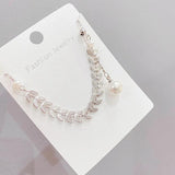 Pearl Wheat Leaf Necklace for Women, Elegant Collarbone Chain Jewelry