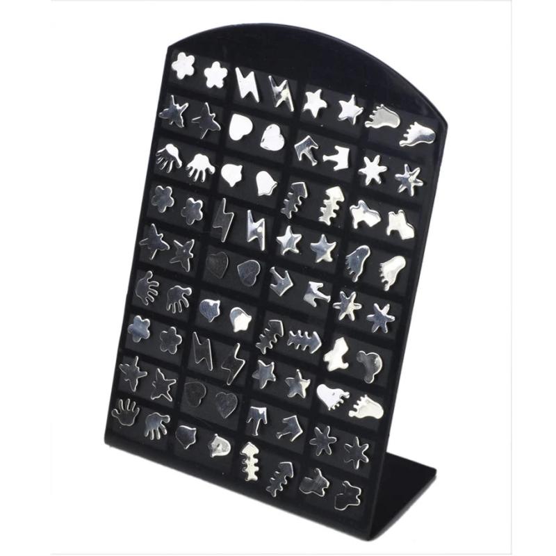 36 Pairs Mini Christmas Silvery Stud Earrings Men Women Stainless Steel Jewelry