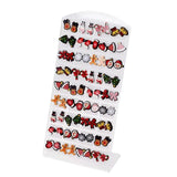 36 Pairs Mini Christmas Silvery Stud Earrings Men Women Stainless Steel Jewelry