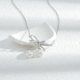 Baroque Pearl Necklace with Zircon Bow Collarbone Chain